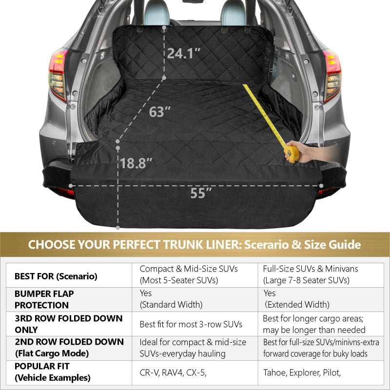 F-color SUV Cargo Liner for Dogs, Upgraded Extra Large Water Resistant Pet Cargo Cover Dog Seat Cover Mat for SUVs with with Bumper Flap for Full-Size SUVs Vans, Black - Image 2